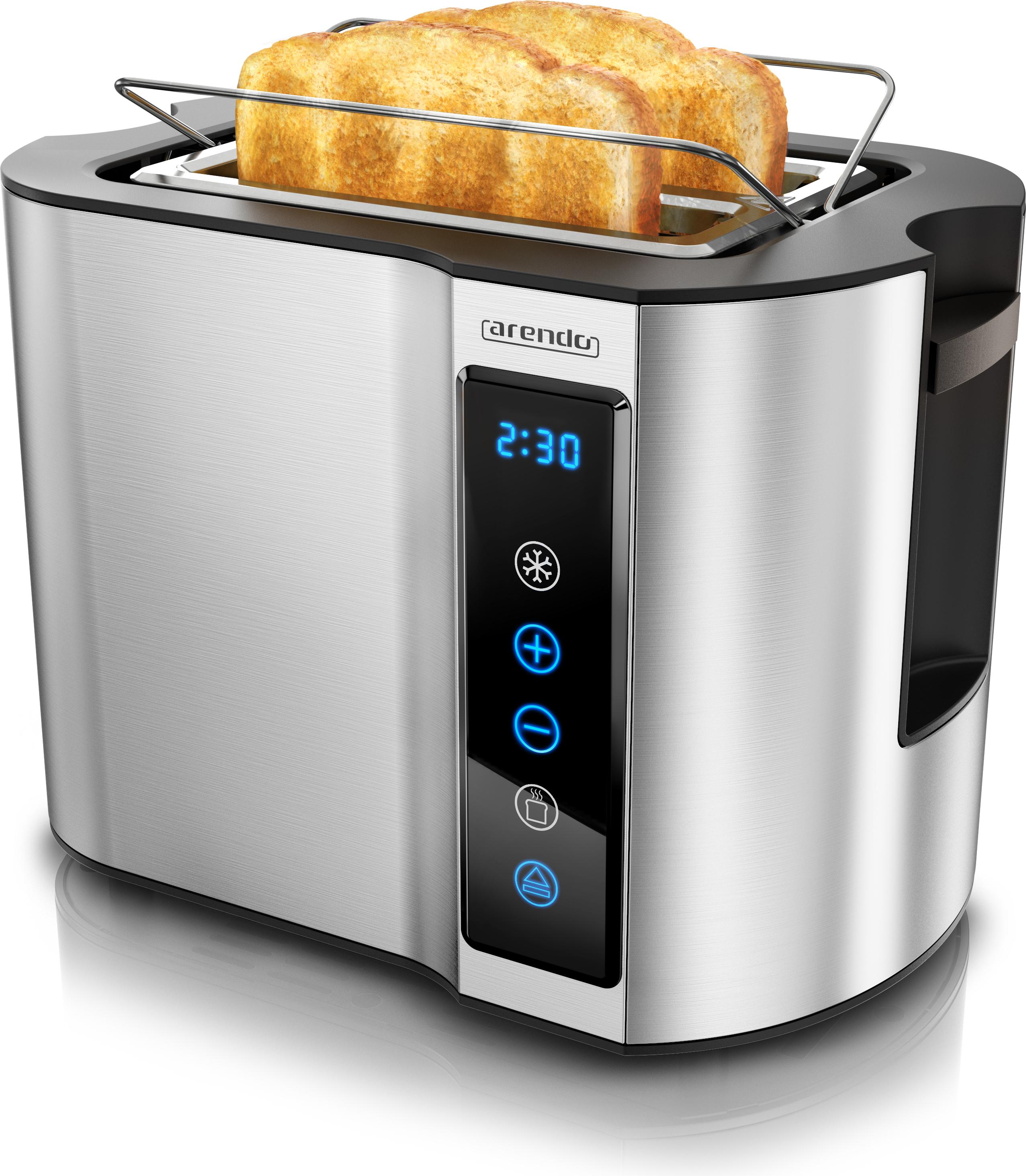 Arendo Toaster Edelstahl 2 Scheiben Kurzschlitz, Brötchenaufsatz ...
