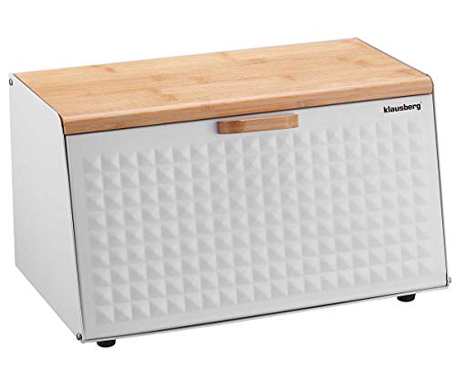 Klausberg Brotbox Brotkasten aus Holz und Edelstahl, stilvoller Brotkorb für die Lebensmittelaufbewahrung