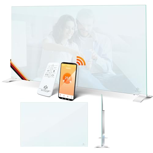 KESSER® Infrarotheizung 500W Glaskonvektor Glasheizung Energiesparend 2in1 Standgerät & Wandmontage Elektroheizung mit Erkennung Offener Fenster + Fernbedienung & App-Steuerung Thermostat Heizpaneel