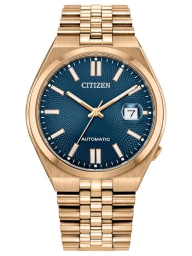 Citizen NK0023-57L TSUYOSA 60 Herrenuhr, Automatik 40mm, Edelstahl roségoldfarben, blaues Zifferblatt mit Datumsanzeige, wasserdicht bis 5 ATM
