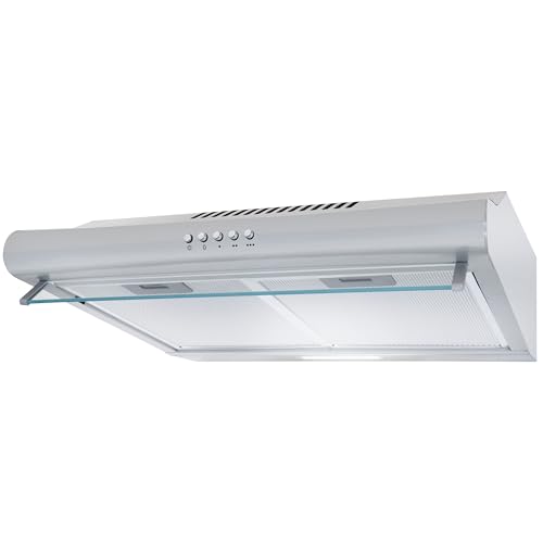 Exquisit UBH50-020 Dunstabzugshaube, 50cm breit, Abluftbetrieb, Edelstahloptik, 3 Lüftungsstufen, Metallfettfilter