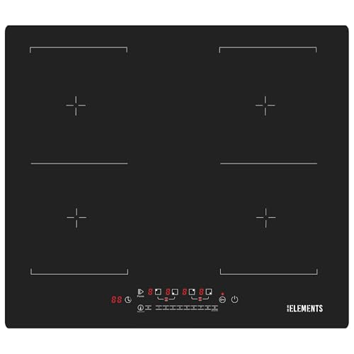 KB ELEMENTS Induktionskochfeld 60 cm, 4 Zonen, Flexzone, Anti Scratch, 7400 Watt, Touch-Bedienung, Warmhaltefunktion, 99 Min Timer, Kindersicherung, Rahmenlos