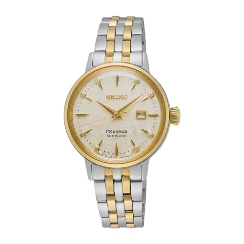 Seiko Presage Damen-Automatikuhr Cocktail Time SRE010J1, Zweifarbig Goldstahl mit Diamanten