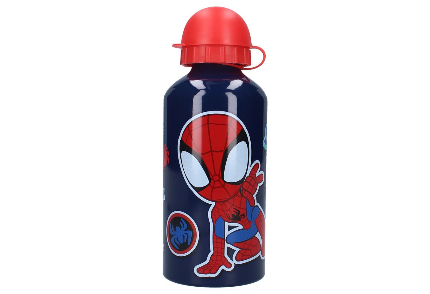 Spiderman Trinkflasche, Aluminium 500 ml mit praktischem Verschluss, blau
