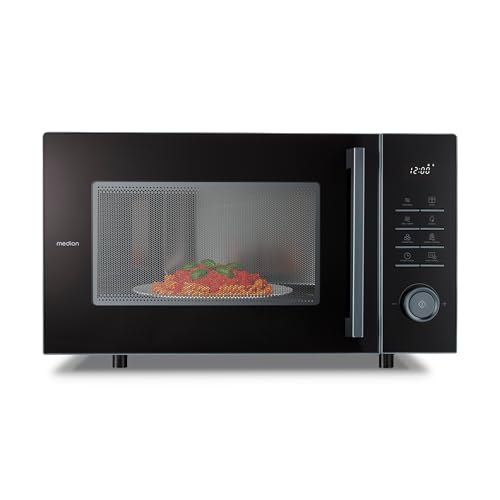 MEDION MD12231 Mikrowelle mit Grill und Heißluftfritteusenfunktion, 25 Liter, 900 Watt, dunkel grau, 11 Programme, 10 Leistungsstufen