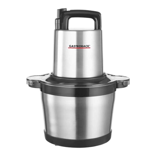 GASTROBACK #40966 Design Multizerkleinerer Professional 5 L, Silber, Schwarz - Mit 1600 Watt Motor und 2 Geschwindigkeitsstufen, ideal für große Mengen Zwiebeln, Knoblauch und Parmesan.