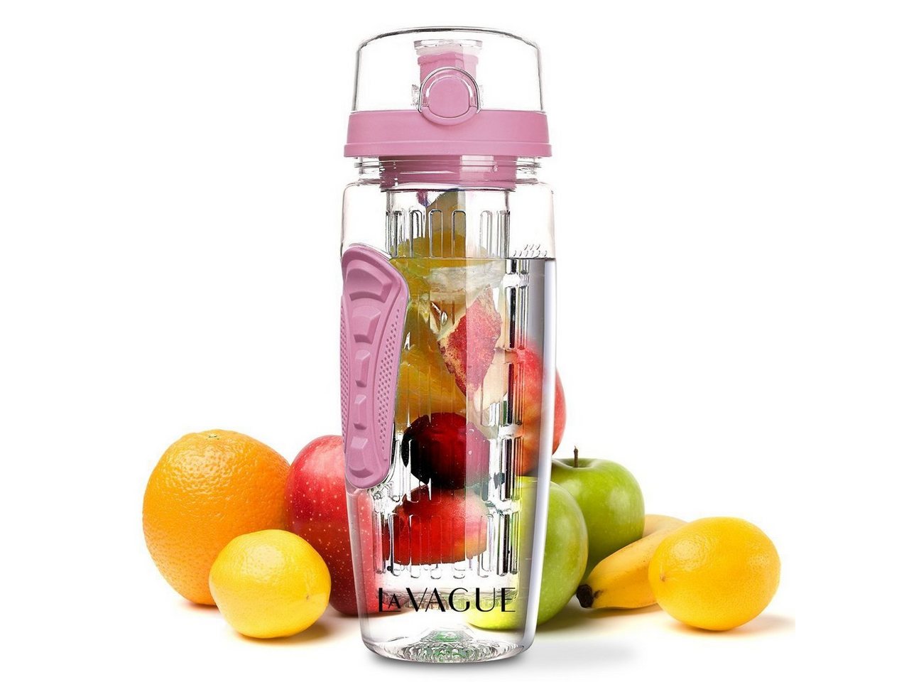 LA VAGUE VITALITY Trinkflasche, 900 ml mit Früchtesieb für aromatisierte Getränke, Schwarz