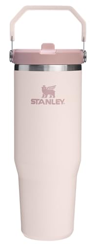 Stanley Ice Flow Go Klapp-Trinkhalm, 870 ml, auslaufsicheres Design, doppelwandige Vakuumisolierung, Rosenquarz