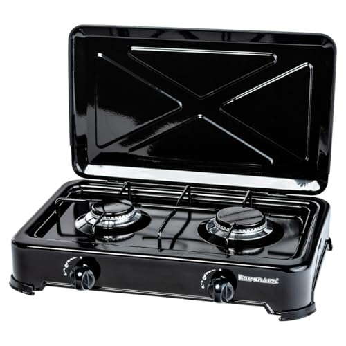 Ravanson K-02TB Black Countertop Gas Kochfeld mit 2 Zonen