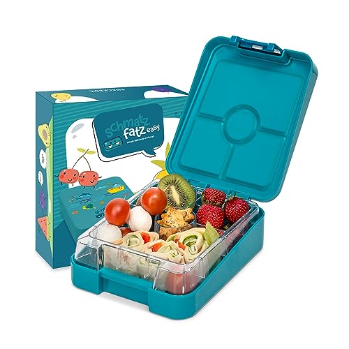Klarstein schmatzfatz easy Snackbox, 4 Fächer, luftdicht und spülmaschinenfest, 18 x 15 x 5 cm