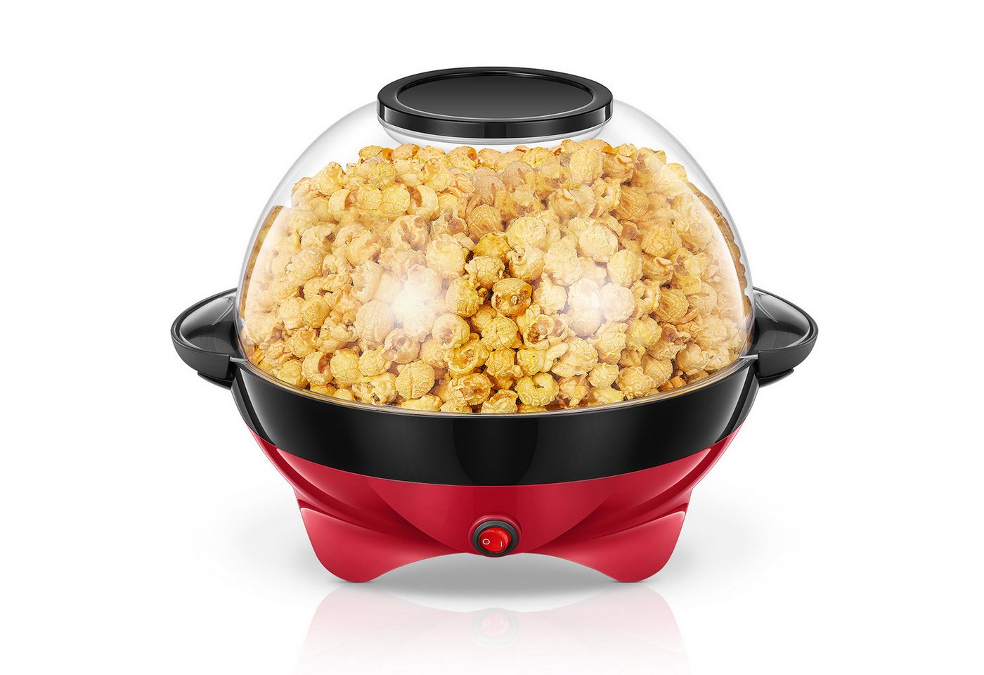 FOHERE Popcornmaschine 5.5L, automatisches Rühren, 180°-Drehfunktion, rot