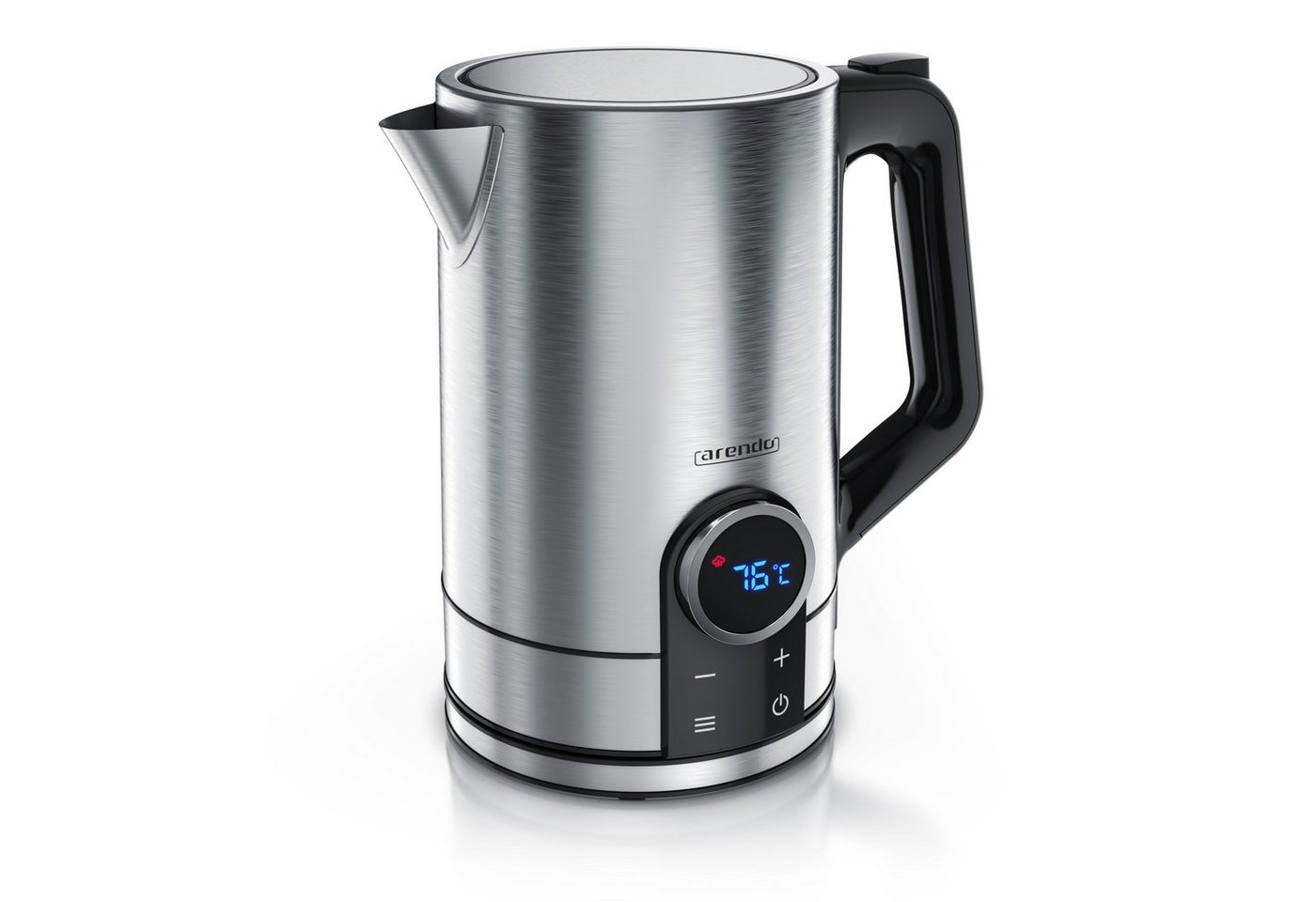 Arendo DIVINE Wasserkocher aus Edelstahl, 1,7 L mit Temperatureinstellung 40 - 100°C, LED Display, Warmhaltefunktion, GS-geprüft, 2200 W