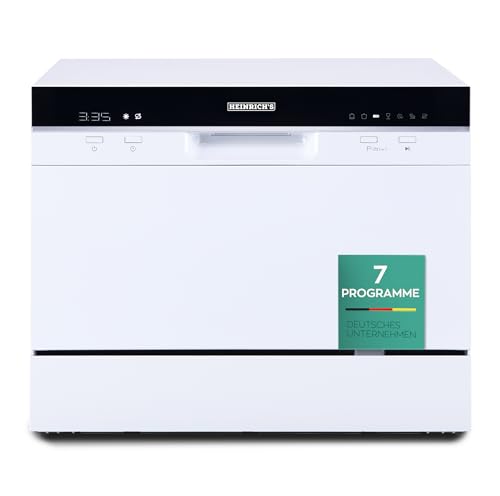 Heinrich´s Mini Geschirrspüler, tragbarer Tischgeschirrspüler mit 6,5L Wasserverbrauch, 7 Programme, freistehend, lautlos (47 dB)