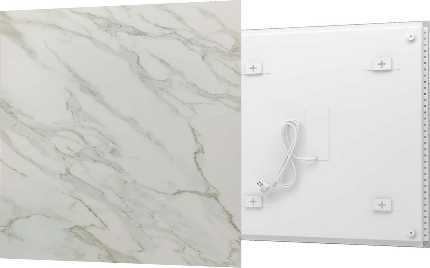 Fenix ECOSUN Infrarotheizung Steinoptik Calacatta, 300 Watt, 59,2 x 59,2 x 4,0 cm, Sinterkeramik für Bad, Wohnraum und Schlafzimmer