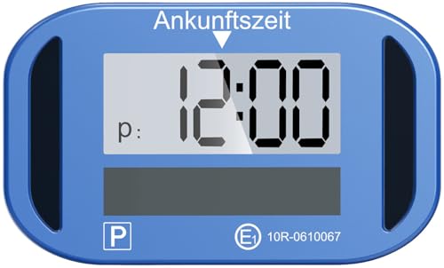 Lescars e-Parkscheibe mit Display, digitale Parkscheibe mit ECE-Zulassung, Solarstrom und Erschütterungssensor