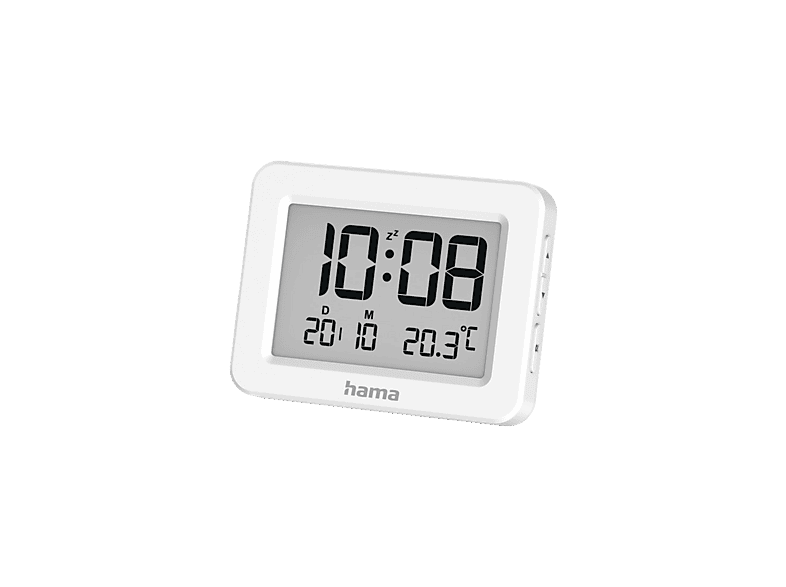 HAMA 222205 DW Kos Wecker, kompakter digitaler Wecker mit temperaturanzeige und Touch-Sensor Schlummerfunktion, ideal für Reisen