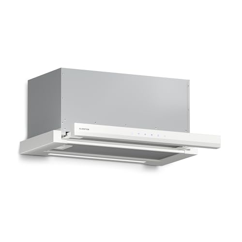 Klarstein Velaire Dunstabzugshaube 60cm, Unterbau, Ausziehbar, 896 m³/h Boost, Touch, Energieklasse A++, LED-Beleuchtung, Leise, Aluminium- & Aktivkohlefilter, Weiß
