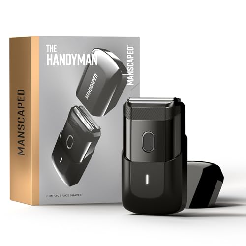 Manscaped Refining The Gentleman The Handyman™: Reise-Rasierapparat mit USB-C-Ladekabel, 60 Minuten Laufzeit, abwaschbar, Langhaartrimmer und Folienscherkopf, schwarz