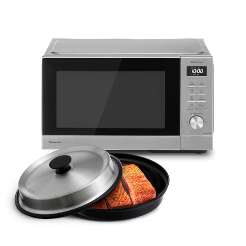 Panasonic NN-GD39QSEPG Grill-Mikrowelle mit Steam+ Topf, 29 l, 1000 W, automatisches Auftauen, Kombinationsgaren, Silber & Edelstahl