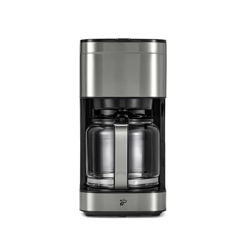 Tchibo Filterkaffeemaschine „Let‘s Brew Elegant“, für bis zu 10 Tassen, 1,25L Aroma-Glaskaraffe, Edelstahl-Warmhalteplatte, Tropf-Stopp, Abschaltautomatik, Edelstahlfarben