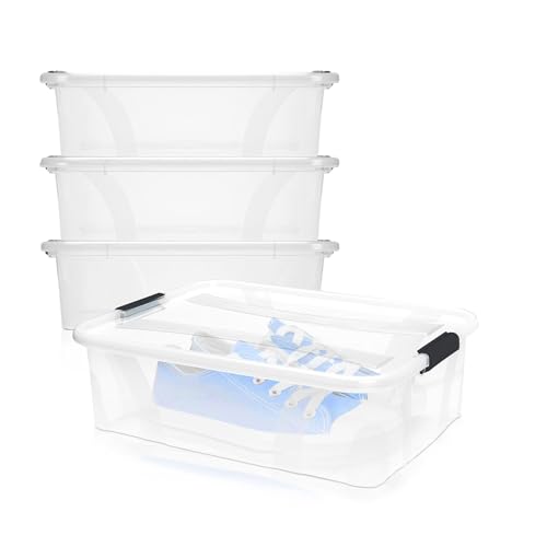 BigDean Aufbewahrungsboxen 3er Set - 12,5 Liter Transparent Mit Klickverschluss