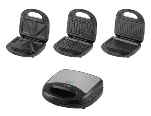 Michelino Multigrill 3in1, Kontaktgrill, Sandwichtoaster und Waffeleisen mit 3 Wechselplatten und 750 W Leistung