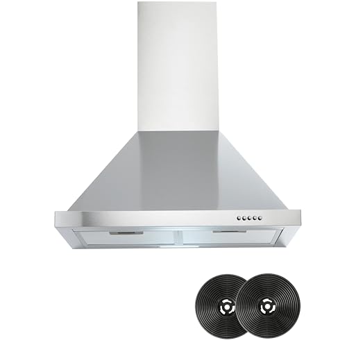 Yuna Davina WH60A Dunstabzugshaube Inklusive Kohlefilter & Fettfilter | Abluftbetrieb & Umluftbetrieb | LED-Beleuchtung | Leistung bis zu 319,40 m³/h | Energieeffizienzklasse A