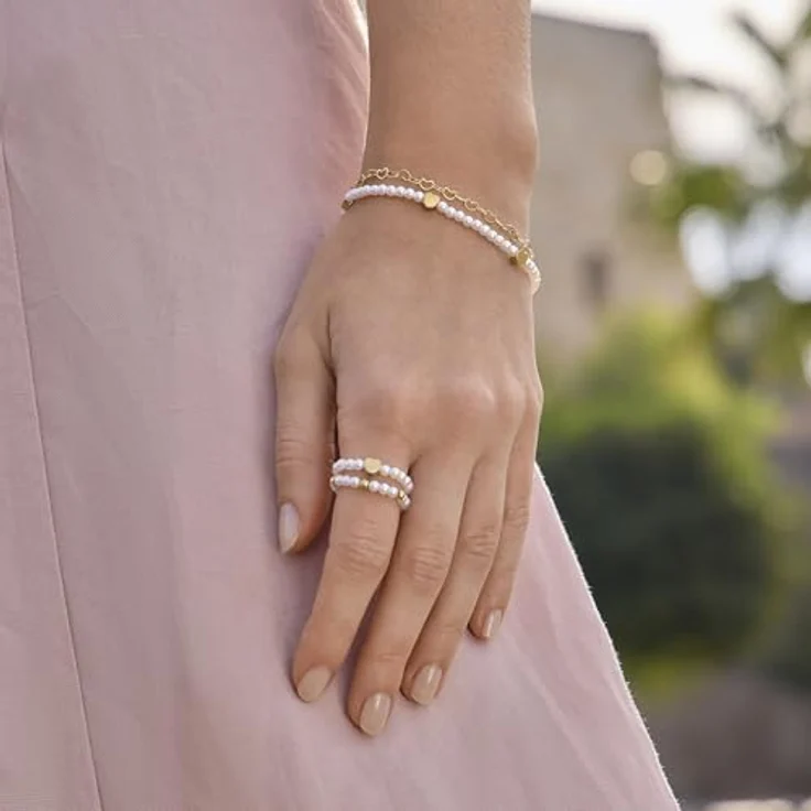 Amor Damen-Armband Edelstahl mit Glasperle, 17 cm, Weiß, Herz, in Schmuck Geschenk Box, 2040012 – Bild 5