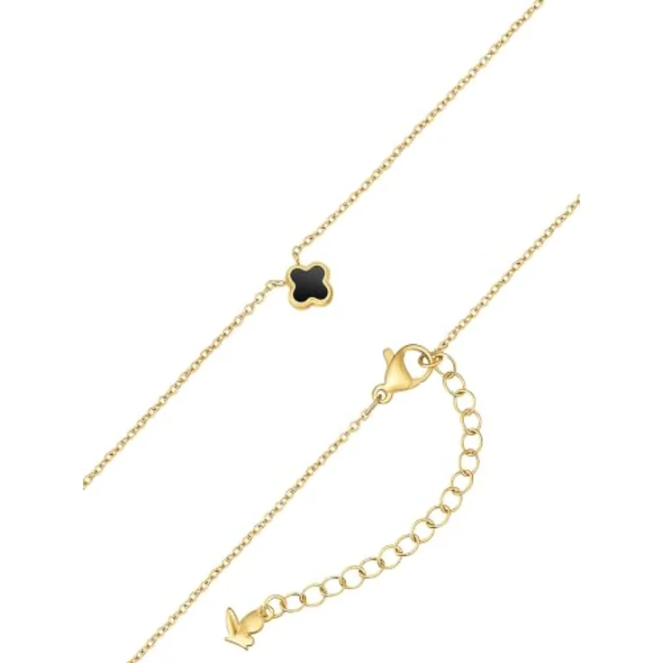 GLANZSTÜCKE MÜNCHEN Damen Halskette mit Kleeblatt, gelbvergoldeter Edelstahl, 40 cm plus 5 cm Verlängerung, eleganter Look – Bild 3