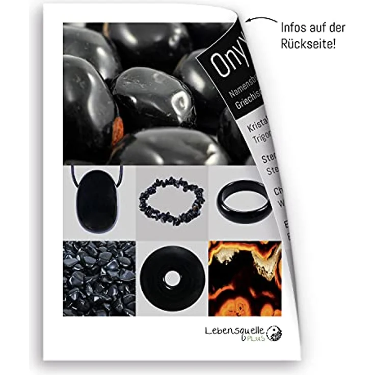 Lebensquelle Plus Edelstein Splitterkette Onyx, 45 cm, handgefertigte Heilstein Halskette mit Krabinerverschluss und Edelsteinkarte – Bild 2