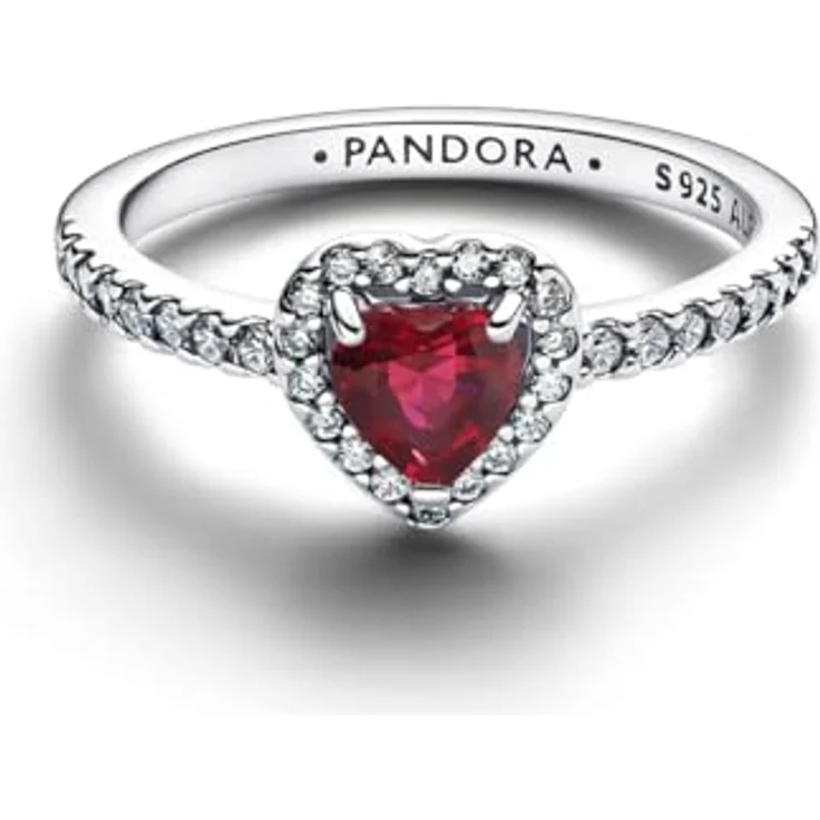 Pandora Silberring 198421C13, Damenring aus 925 Silber mit herzförmigem fuchsiafarbenem Kristall und Zirkonia, 8 mm Ringkopf – Bild 2