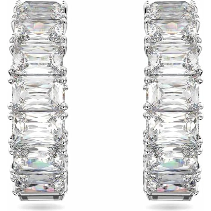 Swarovski Creolen Matrix Baguette 5612673, Silberne Ohrringe mit klaren Swarovski-Kristallen und praktischem Steckverschluss – Bild 2