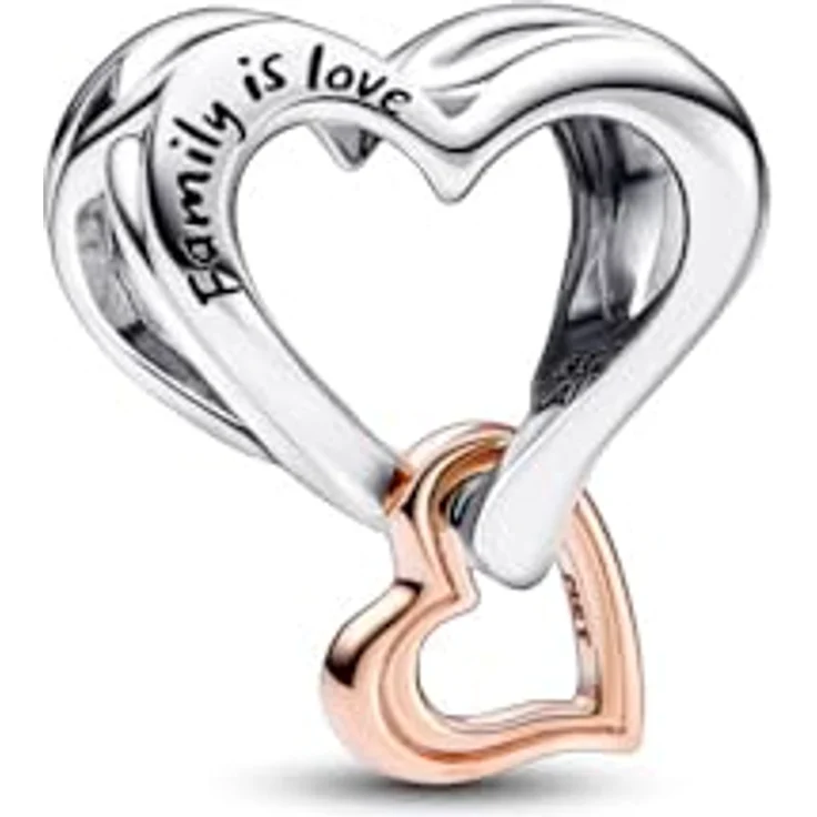 PANDORA Moments Bicolor Unendlichkeits-Herz Charm, rosevergoldete Metalllegierung, geöffnetes Design, kompatibel mit Moments Armbändern, 782642C00 – Bild 1