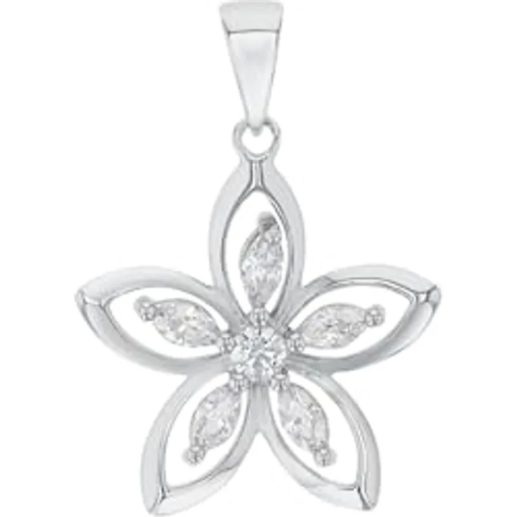 Amor Motivanhänger Blume, 925 Sterling Silber mit Zirkonia, 2,4 cm, Geschenkbox, 2023215