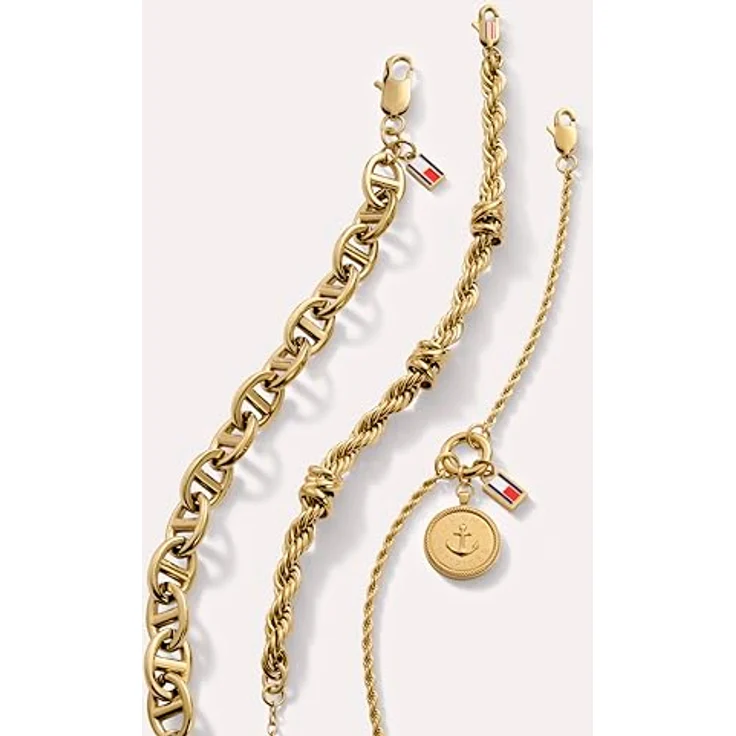 Tommy Hilfiger Jewelry Gliederarmband Damen, Edelstahl mit goldfarbener Ionenplattierung, 16cm + 2cm Verlängerung, maritimes Rope-Design, Karabinerverschluss – Bild 3