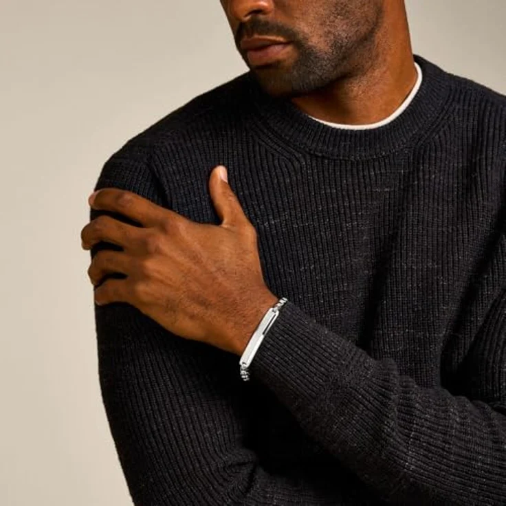 Fossil Knox JF04767040, Herren-Armband aus silbernem Edelstahl mit mattem und glänzendem Finish, Karabinerverschluss – Bild 2