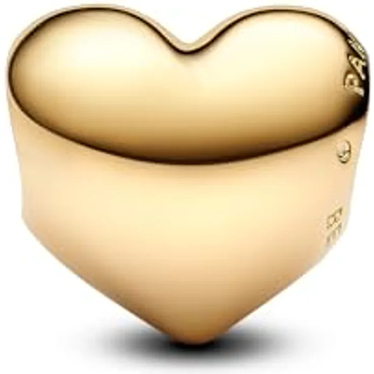 PANDORA Moments Be Love Gravierbares Herz Charm, aus Sterling Silber mit vergoldeter Metalllegierung, kompatibel mit Moments Armbändern