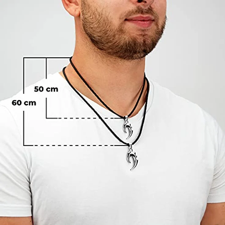 SERASAR Lederkette Herren mit Anhänger, 50cm, Echtleder, Silber, Schmuckschatulle als Geschenk – Bild 4