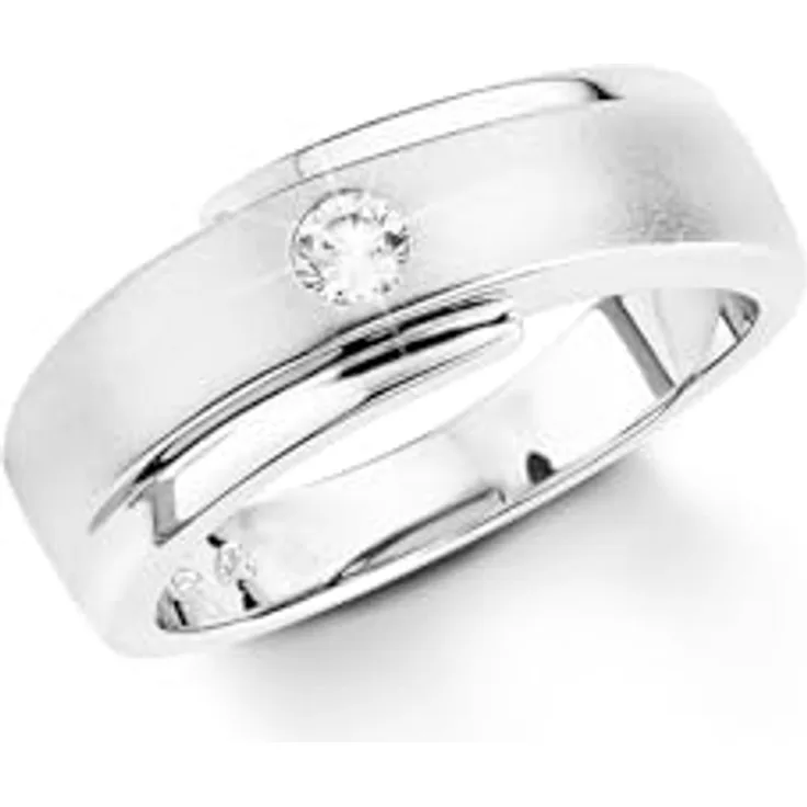 Amor Damen Ring 925 Sterling Silber mit synthetischem Zirkonia, gravierbar, matt/glänzend in Schmuck Geschenk Box