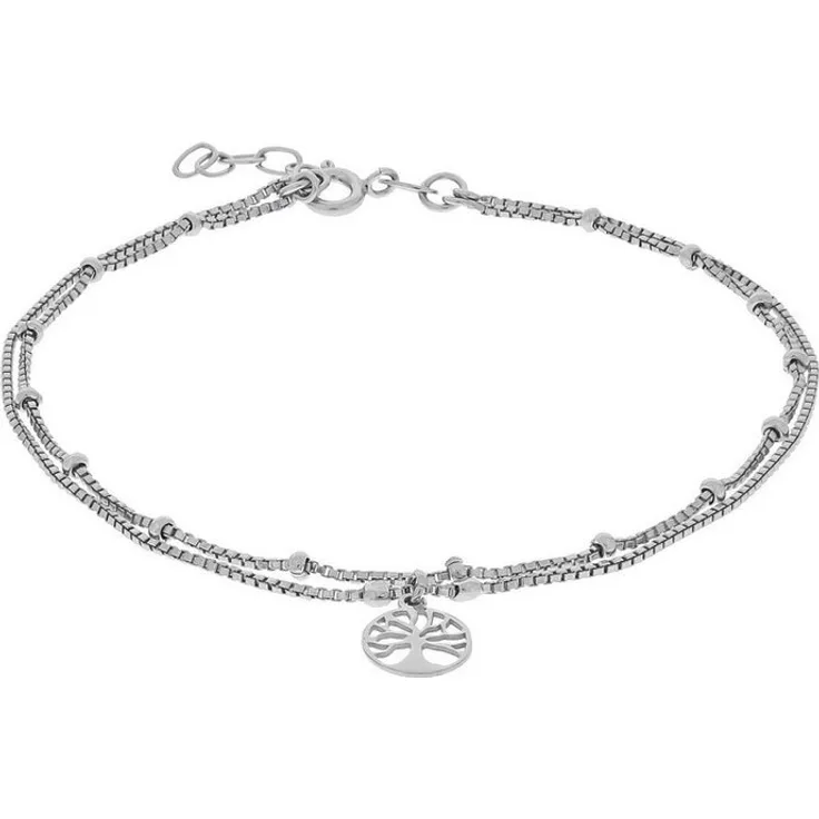 Vivance Armband 925/- Sterling Silber rhodiniert, zweireihig mit Lebensbaum, 19 cm, weiß