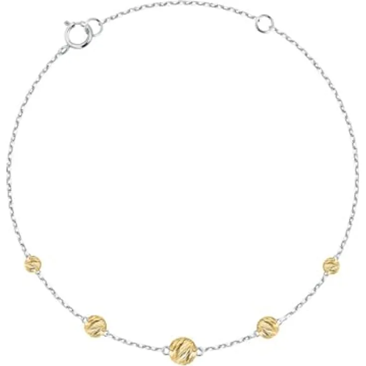 CHRIST Armband 89084628, Bicolor Armschmuck aus 925er Silber mit vergoldeten Anhängern, anpassbar in der Weite