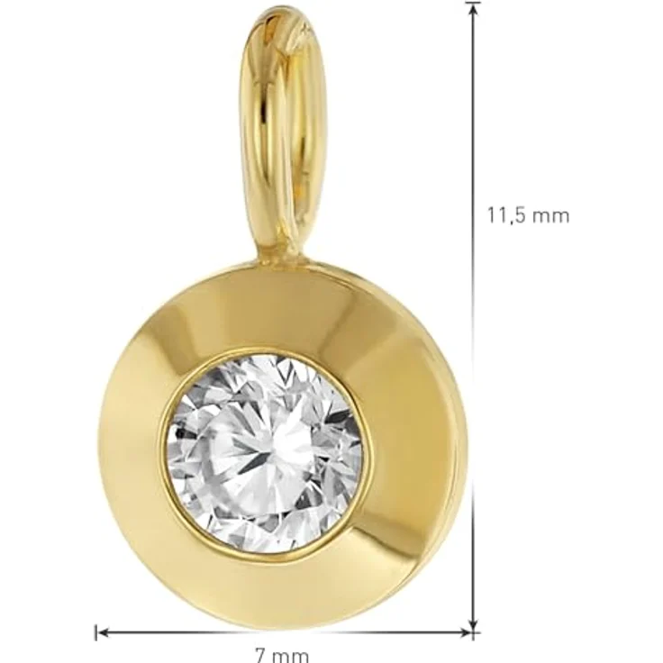 trendor Runder Anhänger 21572, Kettenanhänger aus Gelbgold 333/8K mit synthetischem Zirkonia, Durchmesser 7 mm, Made in Germany – Bild 5
