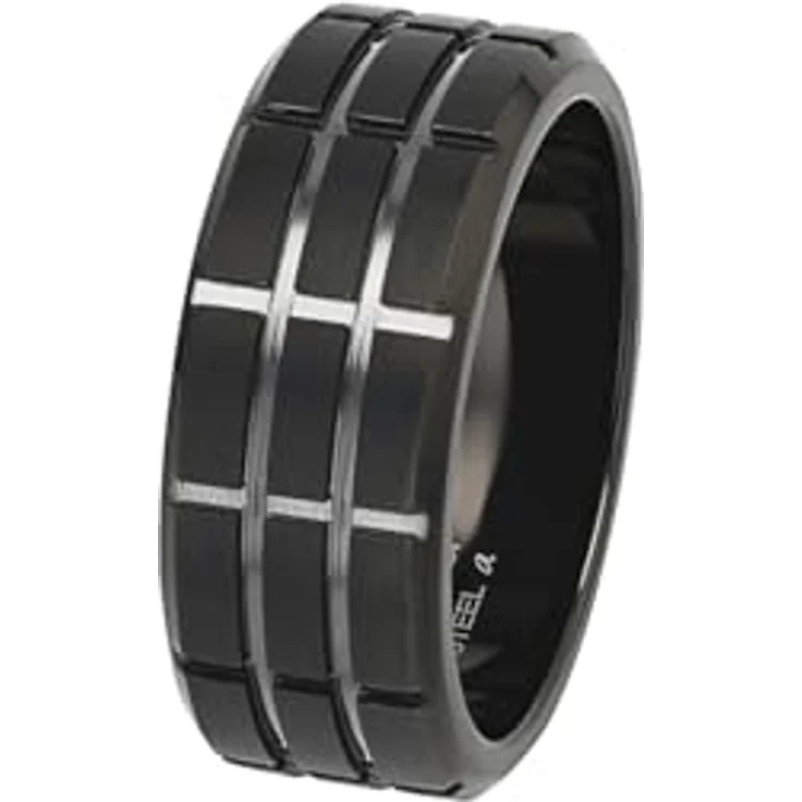 s.Oliver Herrenring aus Edelstahl, Schwarz, 9 mm Breite, in Schmuck Geschenk Box – Bild 2