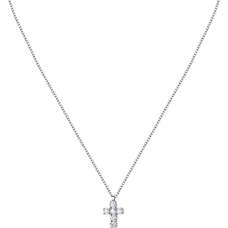 Morellato Tesori SAIW118 Damen-Halskette aus 925er Silber, Zirkonia, 35+5 cm mit Karabinerverschluss