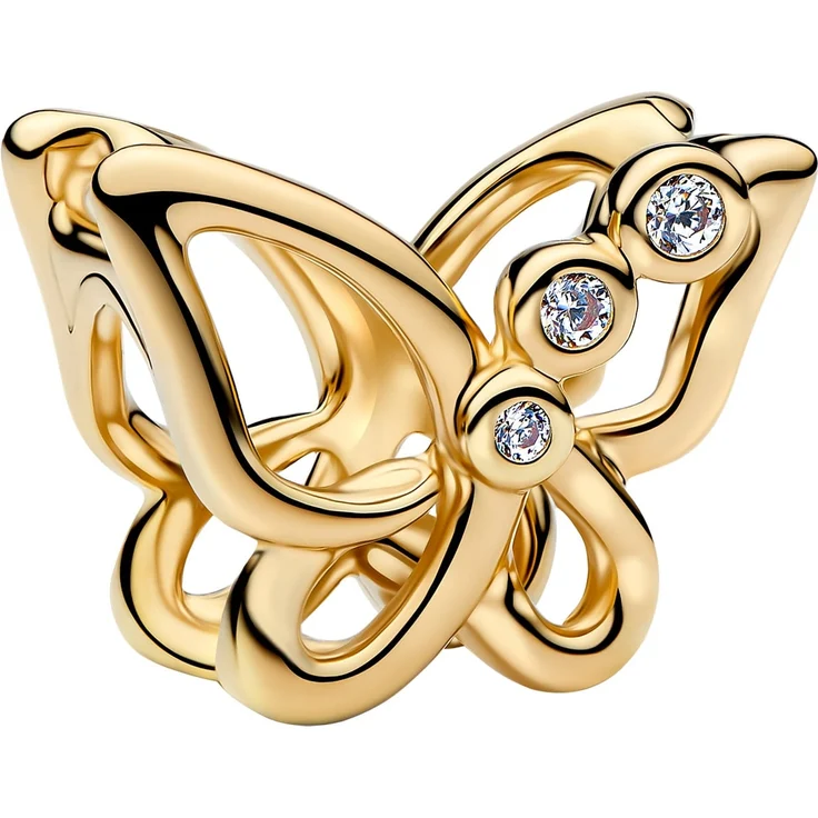 Pandora Charm Schmetterling 764369C01, goldplattiert mit weißen Zirkonia, aus der Moments Kollektion – Bild 1