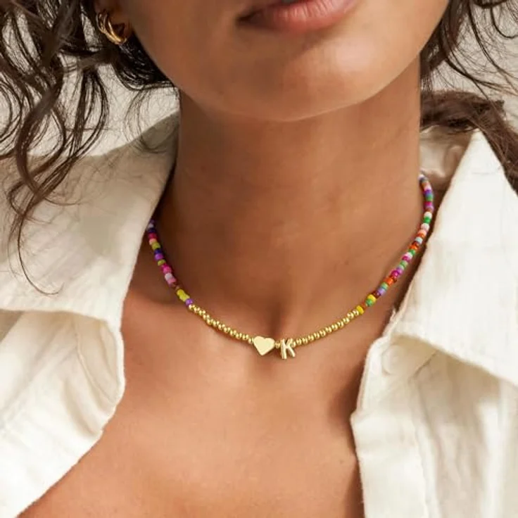 TINGN Bunte Perlenkette mit Buchstaben G, Verstellbare Damen-Halskette aus türkisen Perlen, Personalisiertes Geschenk für Mädchen 11-13 Jahre – Bild 2