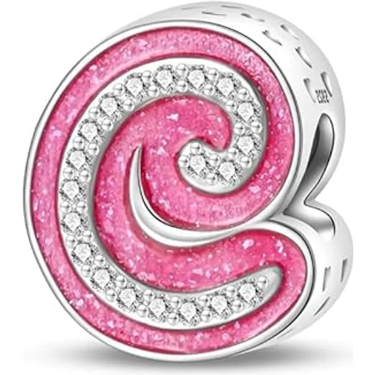 Pandach Charm Anhänger Buchstabe C, 925 Sterling Silber mit Zirkonia, kompatibel für Armbänder und Halsketten, ideal als Geschenk für Frauen und Mädchen
