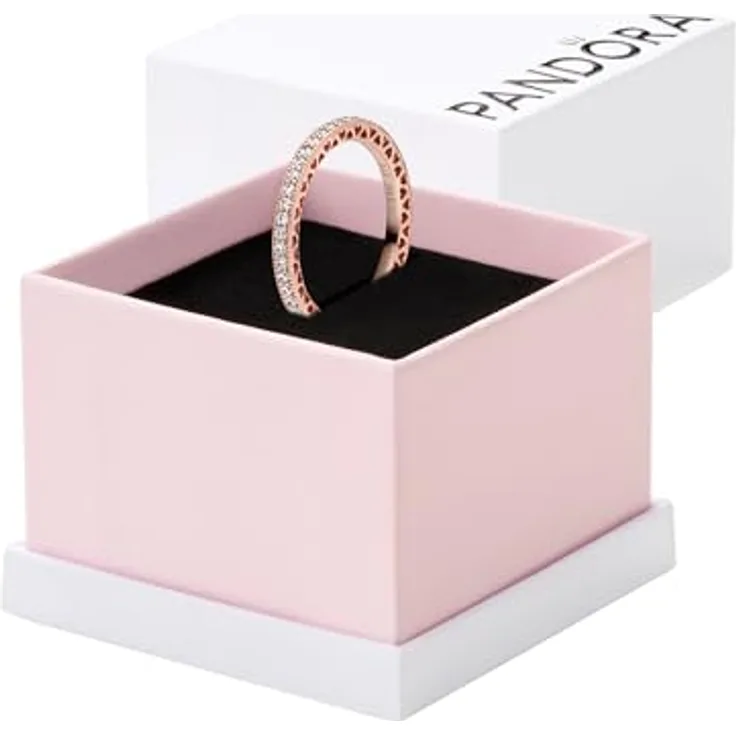 Pandora 180963CZ Ring für Damen, Unendliche Herzen, roségold plattiert mit Zirkonia, Breite 2,25 mm