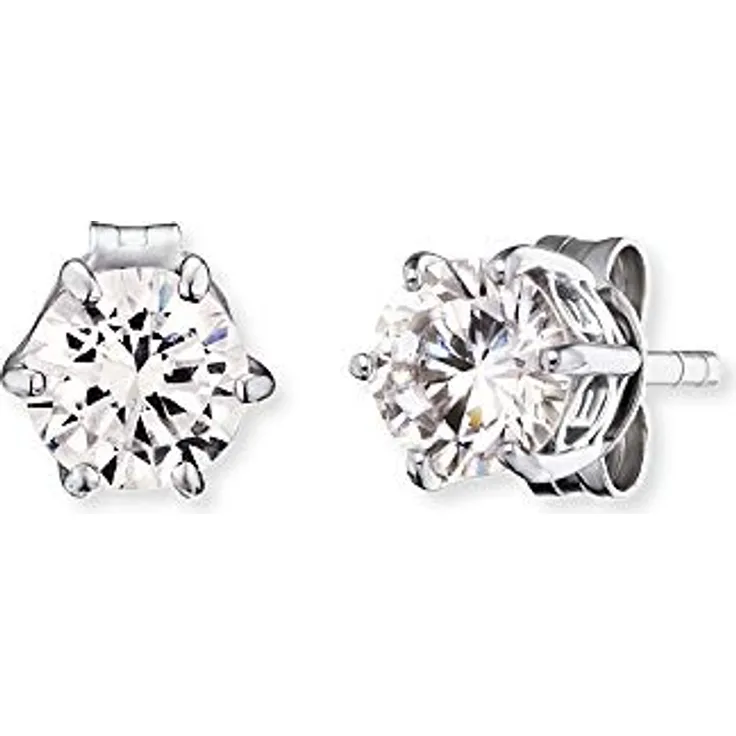Engelsrufer Damen Ohrstecker Shiny, 925 Sterling Silber mit weißen Zirkonia Steinen, Steckverschluss, nickelfrei, 5mm