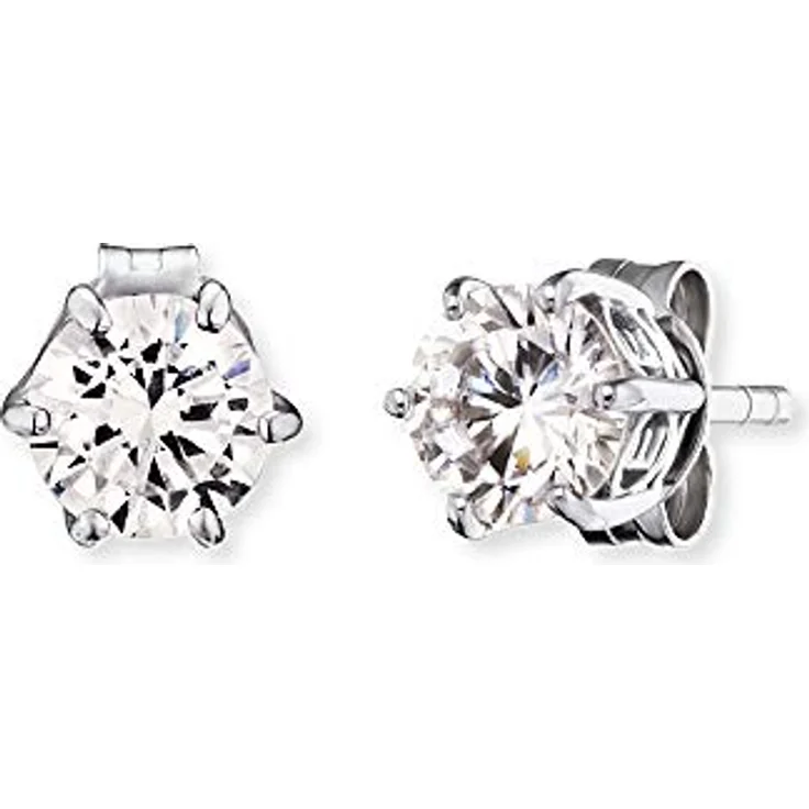 Engelsrufer Damen Ohrstecker Shiny, 925 Sterling Silber mit weißen Zirkonia Steinen, Steckverschluss, nickelfrei, 5mm